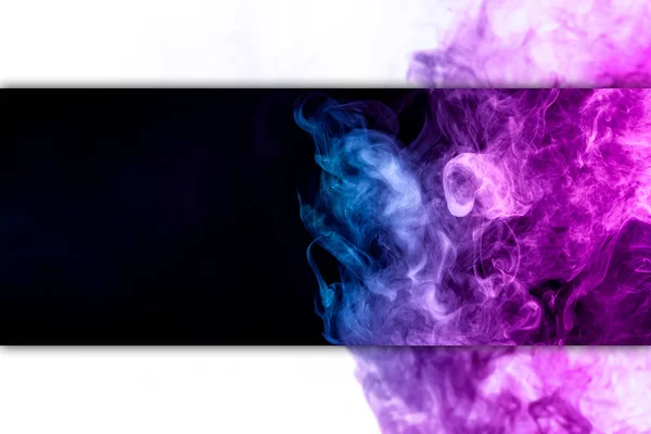 Colorful pink and blue smoke  on a black and white isolated background. Background from the smoke of vap