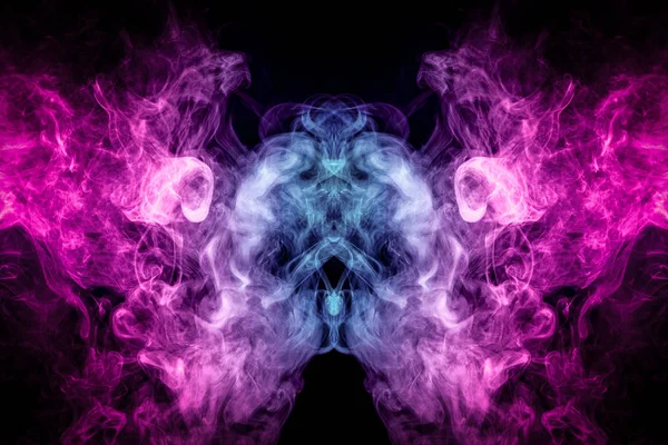 Hustý Kouř Vícebarevné Modré Fialové Barvy Podobě Lebky Monster Drak — Stock fotografie