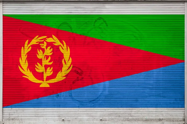 Крупный План Старой Металлической Стены Национальным Флагом Эритреи Концепция Экспорта — стоковое фото