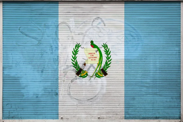 Primer Plano Viejo Muro Metálico Con Bandera Nacional Guatemala Concepto —  Fotos de Stock