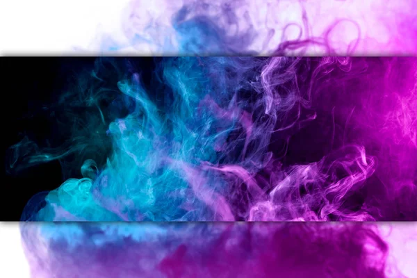 Dense Multicolored Smoke Blue Purple Colors Black White Isolated Background — Stock Photo, Image