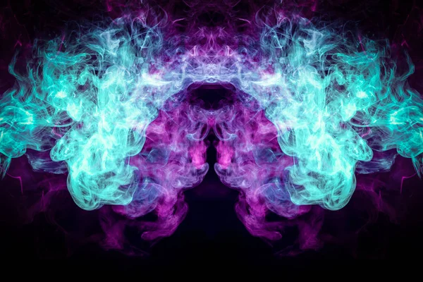 Cloud Modré Růžové Kouř Podobě Lebky Monster Drak Černém Pozadí — Stock fotografie