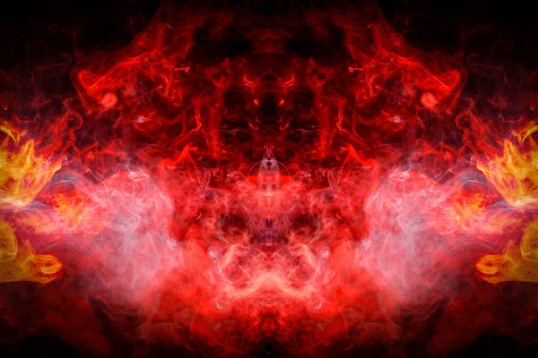 Dichter Mehrfarbiger Rauch Blauer Und Roter Farben Form Eines Totenkopfes — Stockfoto