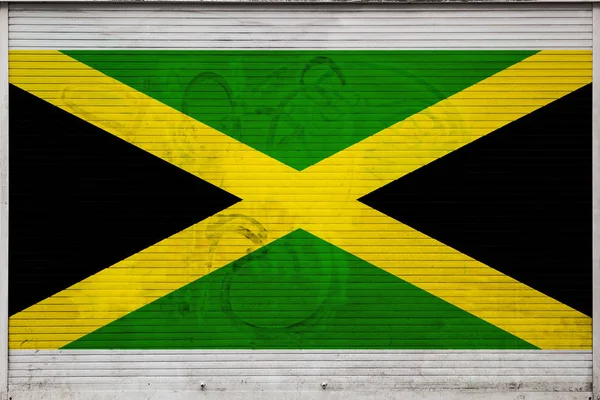 Close Van Oude Metalen Wand Met Nationale Vlag Van Jamaica — Stockfoto