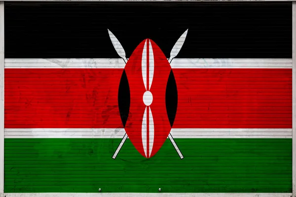 Close Parede Metal Velho Com Bandeira Nacional Quênia Conceito Quênia — Fotografia de Stock