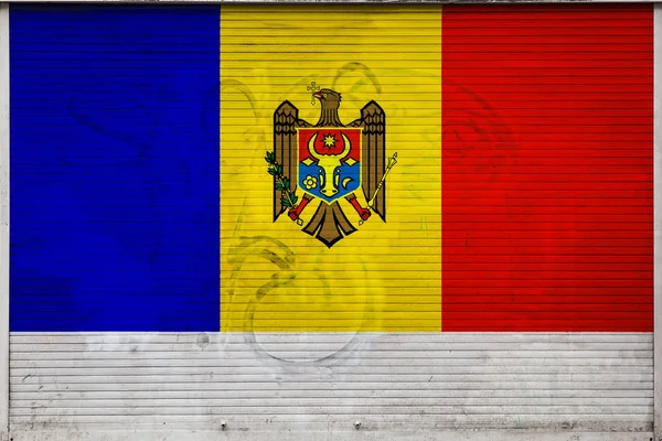 몰다비아의 국기와 오래된 클로즈업 몰다비아 상품의 상품의 배달의 그런지 스타일의 — 스톡 사진