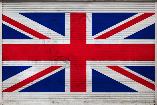Close Parede Metal Antigo Com Bandeira Nacional Reino Unido Conceito — Fotografia de Stock