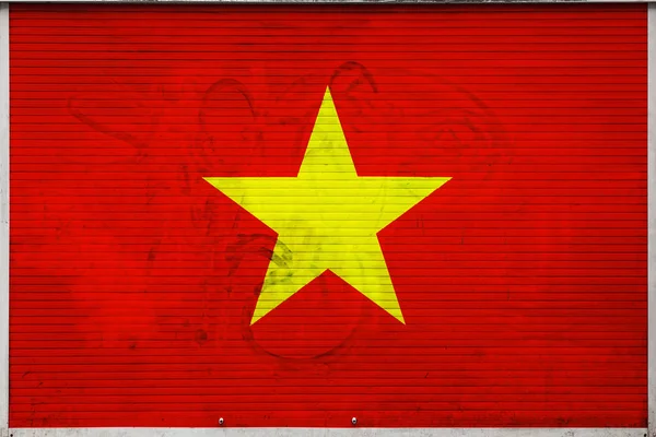 Tutup Dinding Logam Tua Dengan Bendera Nasional Vietnam Konsep Impor — Stok Foto