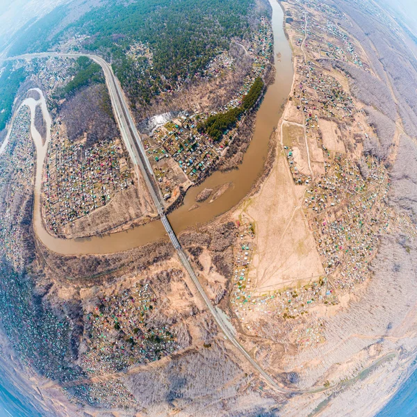 Drone Helicóptero Disparado Fotografia Aérea Mais Uma Área Grande Aldeia — Fotografia de Stock