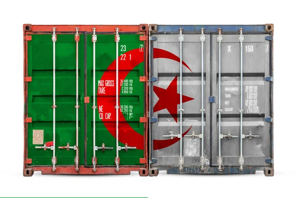 Conceito Argélia Exportação Importação Entrega Nacional Mercadorias Close Recipiente Com — Fotografia de Stock