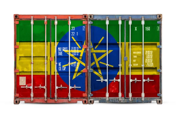 Concept Ethiopia Export Import National Delivery Goods Close Container National — Stock Photo, Image