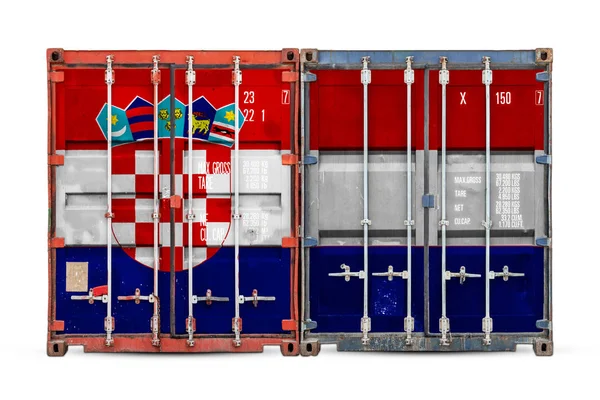 Conceito Croácia Exportação Importação Entrega Nacional Mercadorias Close Recipiente Com — Fotografia de Stock
