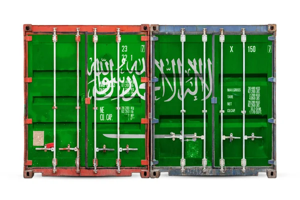 Concept Saudi Arabia Export Import National Delivery Goods Close Container — Stock Photo, Image