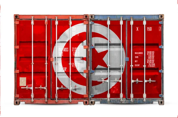 Conceito Tunísia Exportação Importação Entrega Nacional Mercadorias Close Recipiente Com — Fotografia de Stock