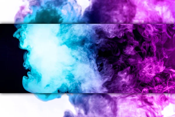 Dense Multicolored Smoke Blue Purple Colors Black White Isolated Background — Stock Photo, Image