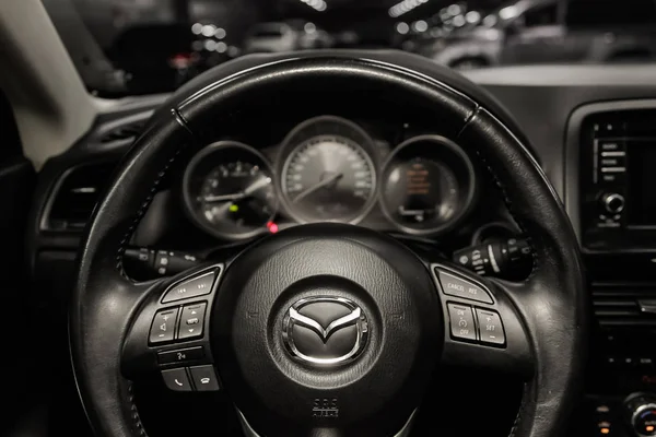 Novossibirsk Russie Mai 2019 Mazda Gros Plan Sur Tableau Bord — Photo