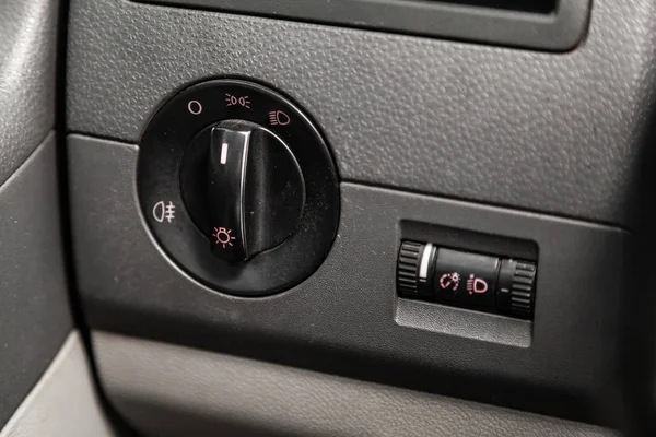 Novosibirsk Russia May 2019 Volkswagen Caravelle Close Headlight Adjustment Buttons — Stock Photo, Image