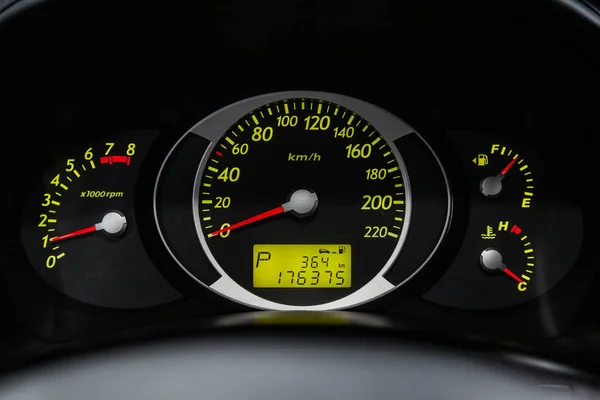 Novosibirsk Russia May 2019 Hyundai Tucson Close Dashboard Speedometer Tachometer — Stock Photo, Image