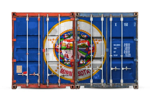 Primo Piano Del Container Con Bandiera Nazionale Dello Stato Del — Foto Stock