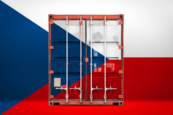 Pojetí Vývozního Dovozu Kontejnerového Převozu Vnitrostátního Dodání Zboží Czechia Přepravující — Stock fotografie
