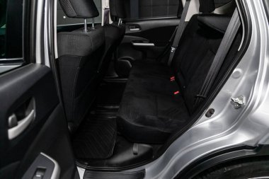 Novosibirsk, Rusya - 23 Mayıs 2019: Honda Cr-V, siyah arka koltukların yakın çekim. Novosibirs bir otoparkta modern bir araba Fotoğraf