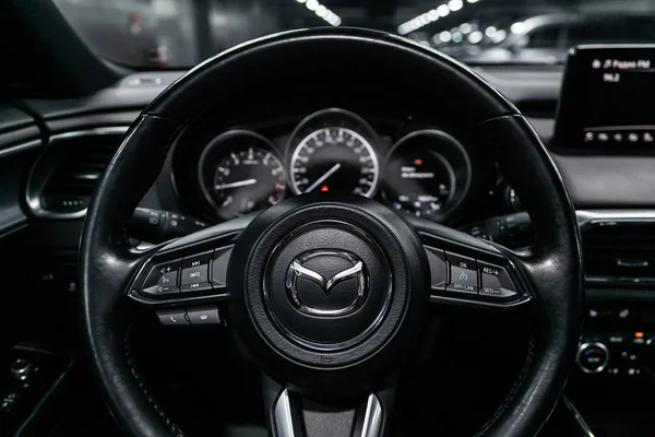 Novosibirsk Rusland Mei 2019 Mazda Close Van Het Dashboard Snelheidsmeter — Stockfoto