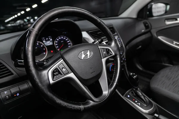 Novosibirsk Rusland Mei 2019 Hyundai Solaris Close Van Het Dashboard — Stockfoto