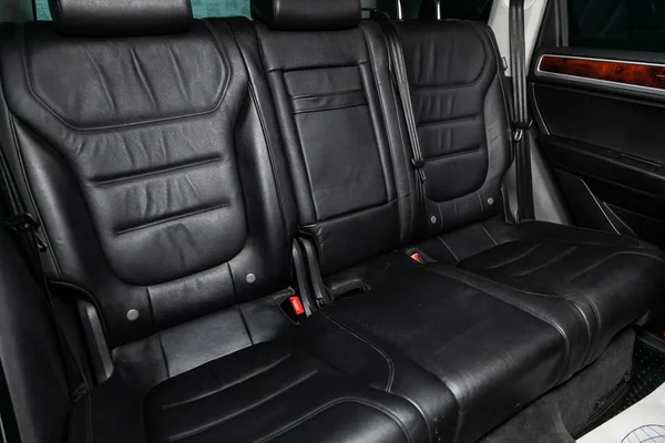 Novosibirsk Russia May 2019 Volkswagen Touareg Close Black Leather Rear — Zdjęcie stockowe