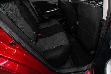 Novosibirsk, Rusya - 31 Mayıs 2019: Toyota Corolla, siyah arka koltukların yakın çekim. Modern bir iç araba Fotoğrafçılığı. 