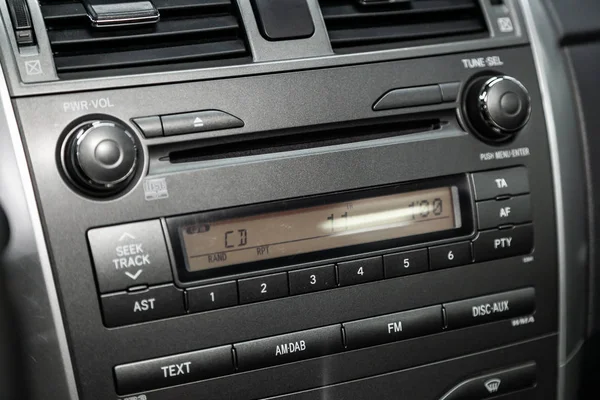 Novosibirsk Russia May 2019 Toyota Corolla Close Dashboard Radio Player — Stock Photo, Image