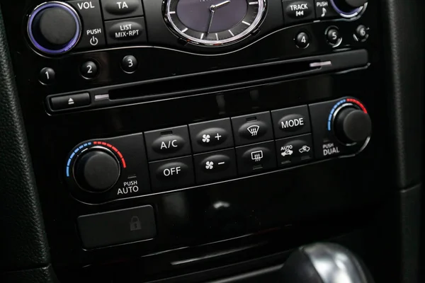 Close Car Black Interior Seat Heatting Buttons Adjustment Blower Air — Stock Photo, Image