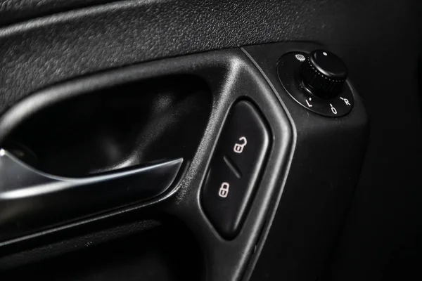 Novosibirsk Russia June 2019 Volkswagen Polo Close Side Door Buttons — Stock Photo, Image