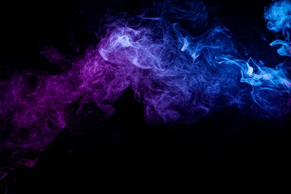 Thick Colorful Smoke Pink Blue Black Isolated Background Background Smoke — Stock Photo, Image