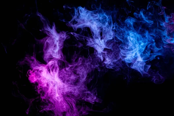 Espessa Fumaça Colorida Rosa Azul Fundo Isolado Preto Antecedentes Fumaça — Fotografia de Stock