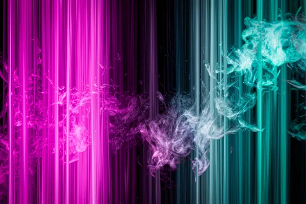 Színes Rózsaszín Kék Neon Spirál Vonalak Füst Absztrakt Háttere Kék — Stock Fotó