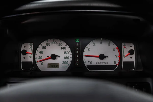 Novosibirsk Russia June 2019 Mitsubishi Pajero Sport Close Dashboard Speedometer — Stock Photo, Image
