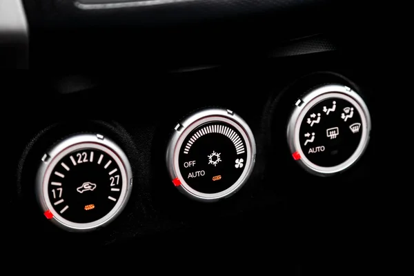 Black Detail Air Conditioning Button Car Close Car Ventilation System — Stock Photo, Image