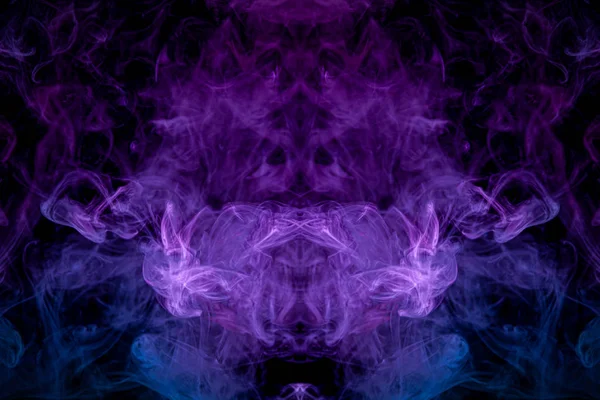 抽象的なフラクタルの背景 黒の背景にファンタジーブルー 紫とピンクの煙の抽象 — ストック写真