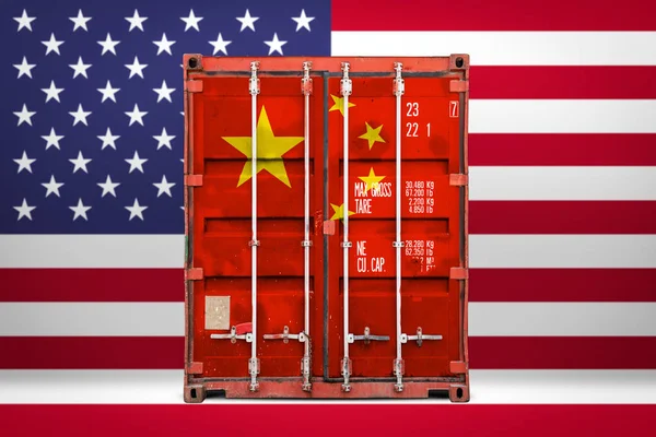 Concept Usa China Export Import Container Transporting National Delivery Goods — Stock Photo, Image