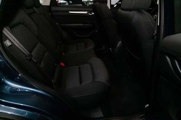 Nowosibirsk Russland Juni 2019 Blaue Mazda Nahaufnahme Der Schwarzen Rücksitze — Stockfoto