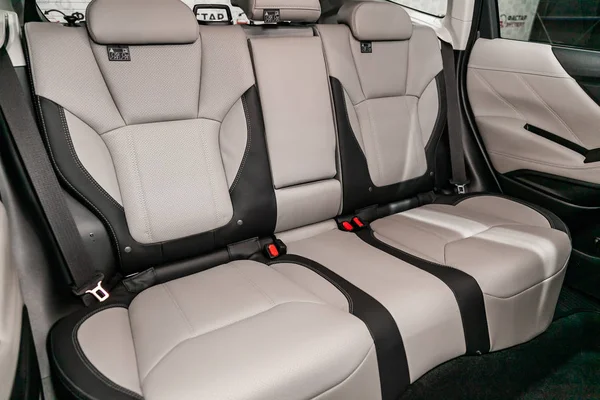 Novosibirsk Russia June 2019 Subaru Forester Close Black White Leather — Stock Photo, Image