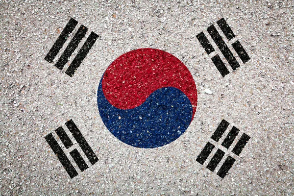 Národní Vlajka Jižní Koreje Kamenném Pozadí Pojetí Národní Hrdosti Symbolu — Stock fotografie