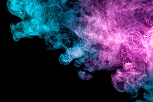 Frozen Abstract Movement Explosion Smoke Multiple Blue Pink Colors Black — Stock Photo, Image