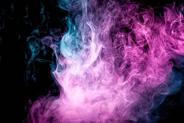 Arte Abstrata Fumaça Azul Rosa Colorida Sobre Fundo Isolado Preto — Fotografia de Stock