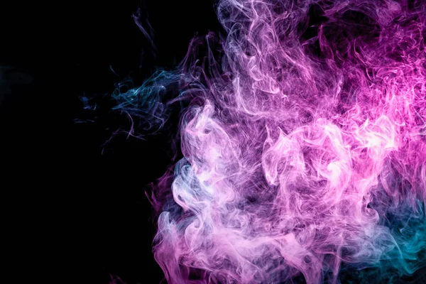 Humo Color Rosa Azul Sobre Fondo Negro Aislado Antecedentes Del — Foto de Stock