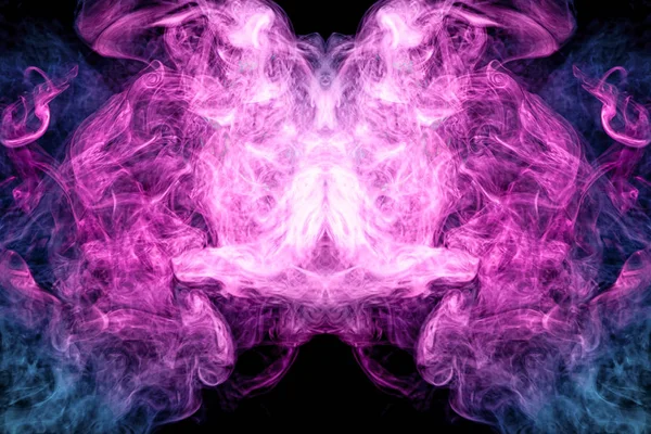 Fumaça Multicolorida Densa Cores Azuis Roxas Forma Crânio Monstro Dragão — Fotografia de Stock