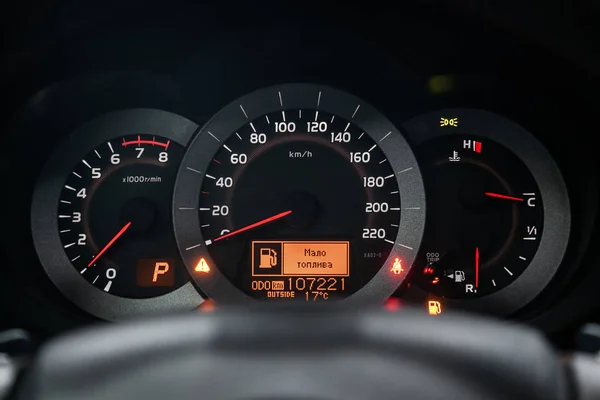 Novosibirsk Russia June 2019 Toyota Rav Close Dashboard Speedometer Tachometer — Stock Photo, Image