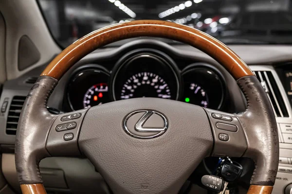 Novosibirsk Ryssland Juli 2019 Blå Lexus 350 Närbild Instrumentbrädan Hastighetsmätare — Stockfoto