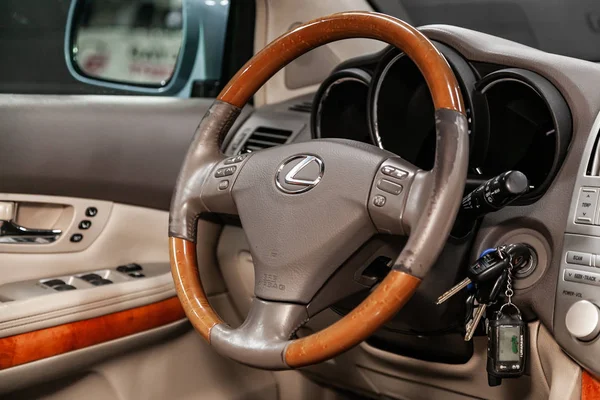 Novosibirsk Ryssland Juli 2019 Blå Lexus 350 Närbild Instrumentbrädan Hastighetsmätare — Stockfoto