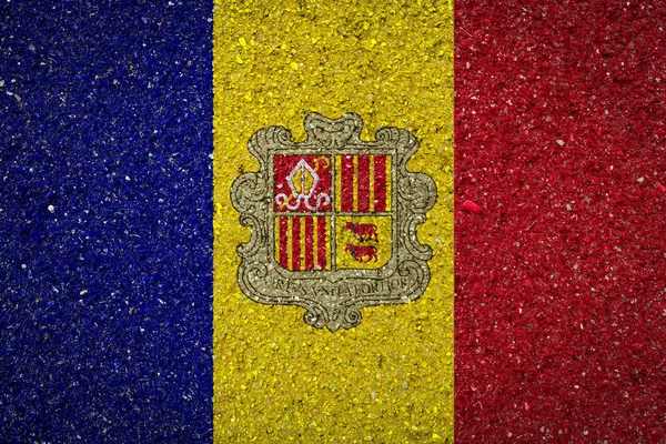 Andorra Nemzeti Zászlaja Háttéren Koncepció Nemzeti Büszkeség Ország Jelképe — Stock Fotó